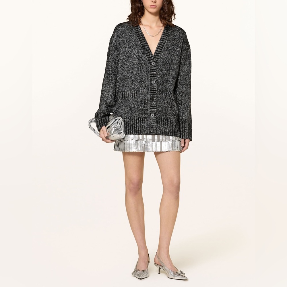 ALL SAINTS Sabrina Metallic Merino Wool Cardigan